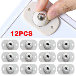 12Pcs Self Adhesive Caster Rotating Storage Box Caster Ball Steel Roller 360 Degree Load Bearing Wheels for Furniture