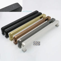 Stainless Steel Single Sided 25*25mm Square Bent Tube Glass Door Pull Brushed Steel Rose Gold Matte Black Titanium Vine Pattern