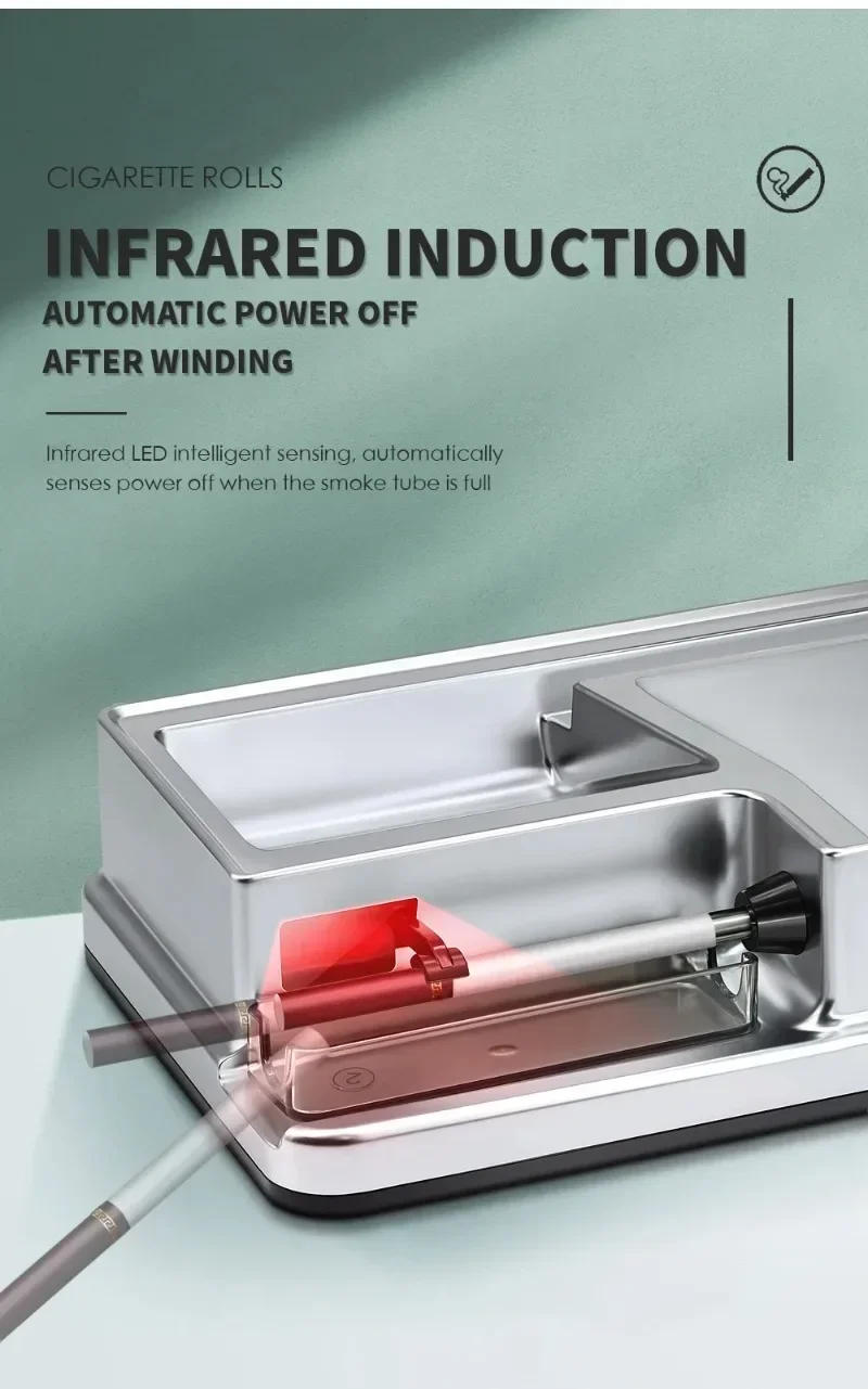 Description Picture 6 of item6.5/8mm Tube Electric Cigarette Rolling Machine Infrared Sensing Injector Tobacco Filling Auto Cigarette Maker Smoking Accessory