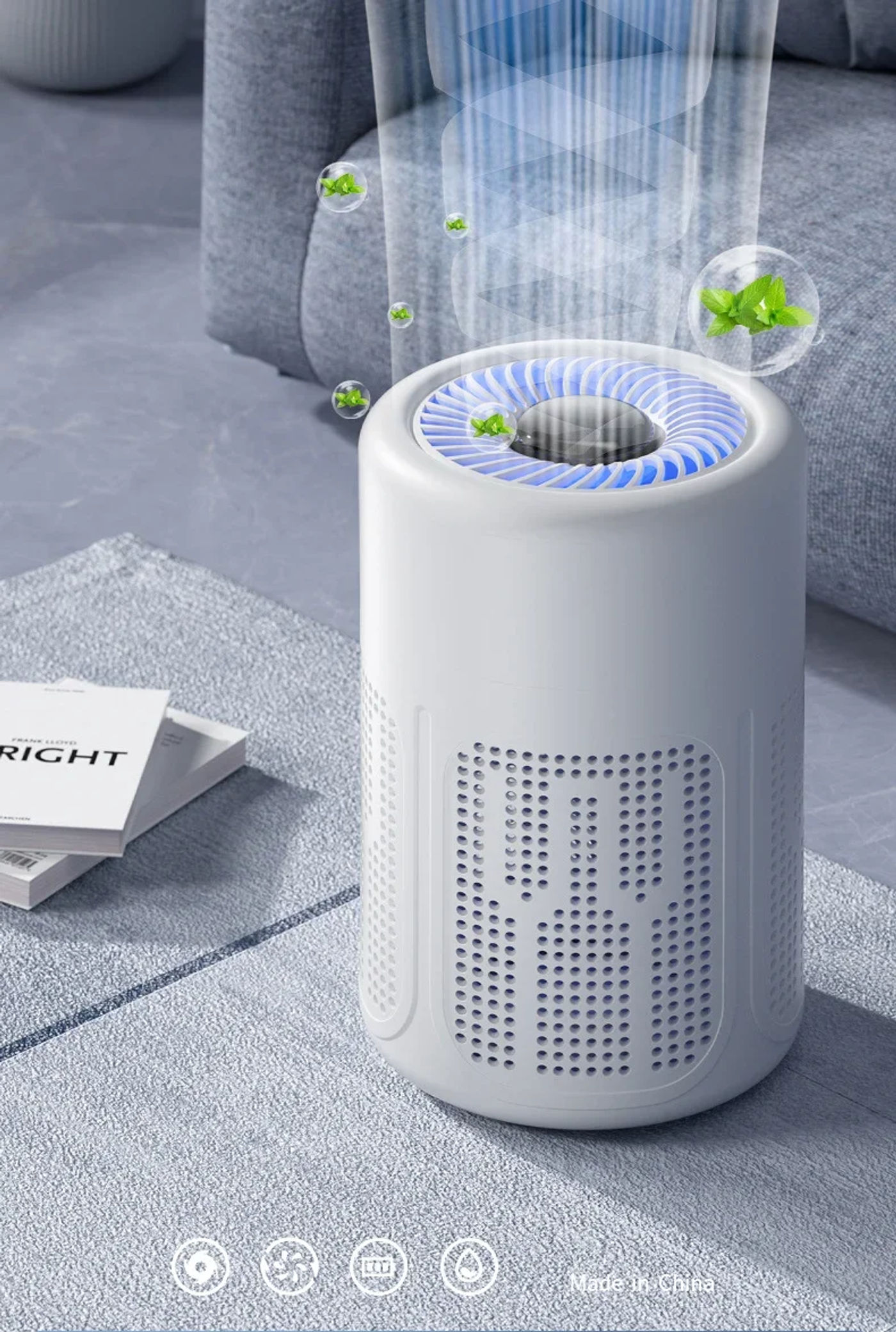 Description Picture 3 of itemTINSOL Mini Air Purifier HEPA Filter uses negative ion technology to eliminate formaldehyde odors, smoke, and dust particles