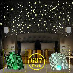 637/849Pc Luminous Moon Stars Wall Stickers PVC Glow in the Dark 3D Home Decoration Wall Decals Set for DIY Kids Bedroom Ceiling