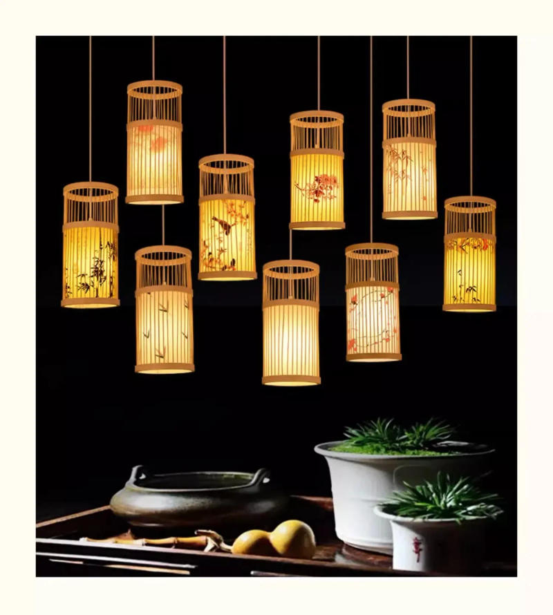 Description Picture 2 of itemBamboo Chandelier Chinese Style Tea Room Hotel Living Room New Chinese Style Lantern Hot Pot Restaurant Restaurant Bamboo Lamps