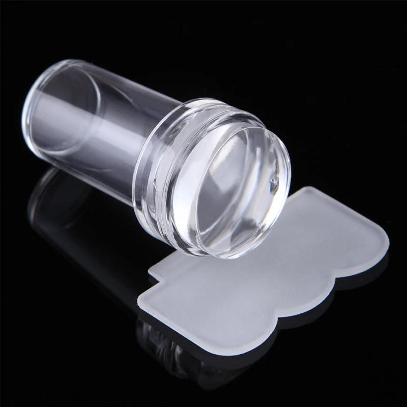 Description Picture 3 of item1pcs Transparent Silicone Nail Art Stamping Kit French Design For Manicure Plate Stamp Polish Seal Two Side Stamper Scraper Tool