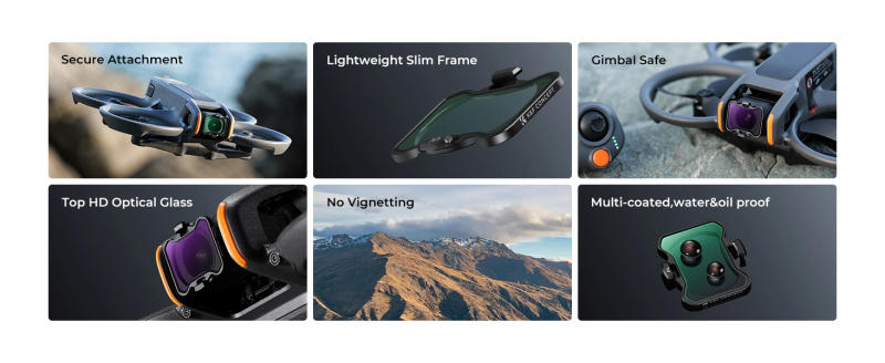 Description Picture 4 of itemK&F UV ND PL For Avata 2 Drone UV PL ND4 ND8 ND16 ND32 Filter Kit Compatible with DJI Avata 2 Drone Accesorries K&F Concept