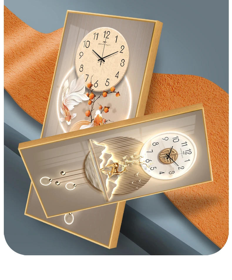 Description Picture 6 of itemClassic Square Wall Clock Light Hanging Design Large Wall Clock Living Room Gold Montre Murale Salon Home Decorating Items