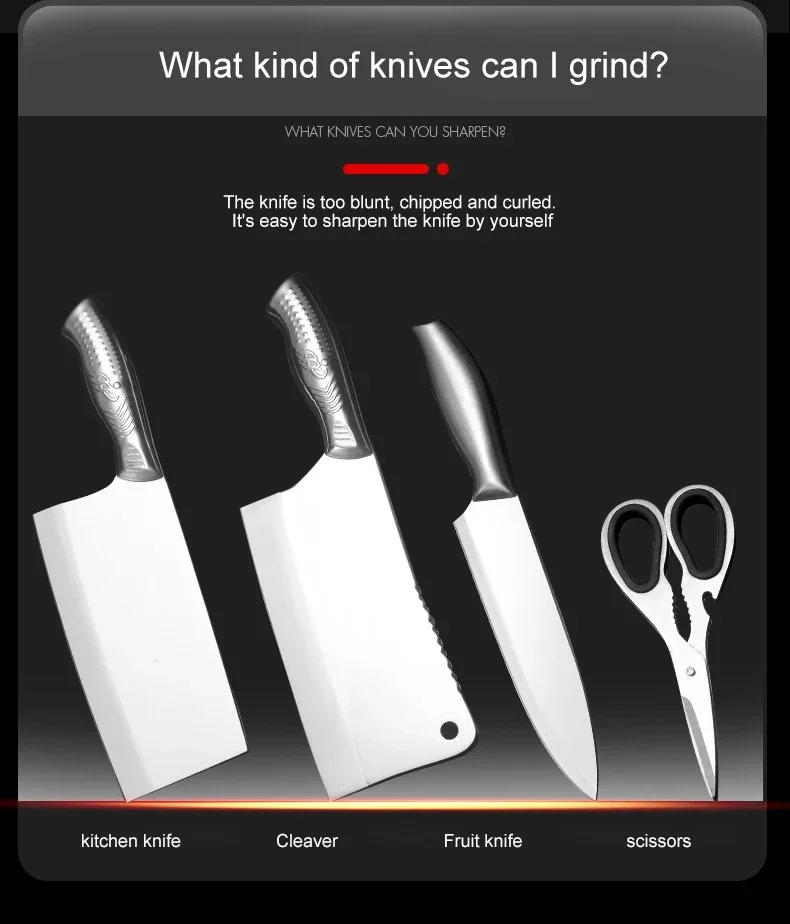 Description Picture 4 of itemTungsten Carbide 3 Stages Handheld Japanese Manual Professional Diamond Knives Kitchen scissors Sharpener System for Knives