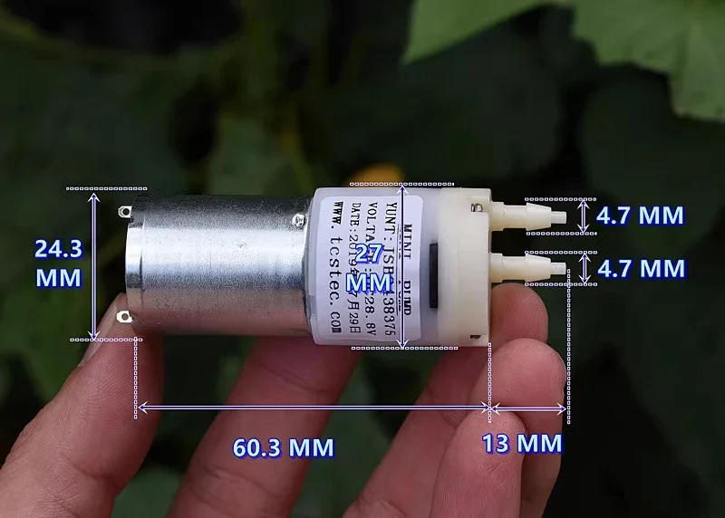 Description Picture 2 of itemTCS JSB2438375 Mini 370 Water Pump DC 24V-30V 28.8V Micro 27mm Diaphragm Self-priming Suction Pump Sampling Liquid Pump