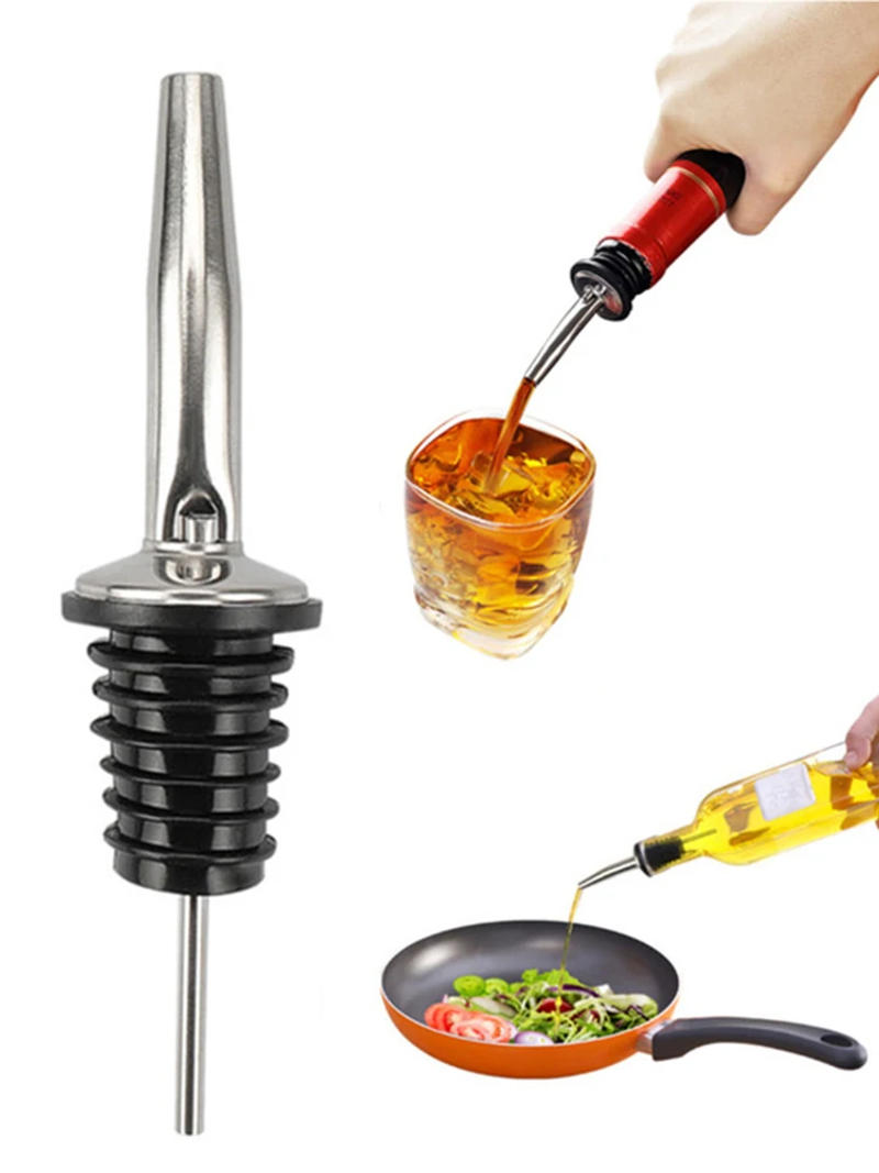Description Picture 2 of item1/2/3/4Pcs Stainless Steel Wine Bottle Stopper Olive Oil Pourer Dispenser Spout Bottle Pourer Stopper For Bottle Bar Accessories