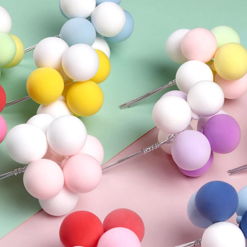 Description Picture 6 of item8Pcs Clay Balloon Cake Topper Macaron Pink Blue Ball Chocolate Cake Decorating Tools Baby Shower Party Wedding Cake Decoration