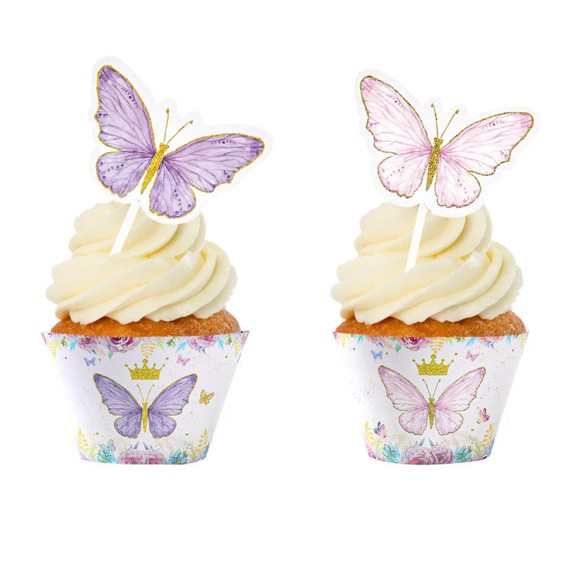 Description Picture 6 of itemPink Butterfly Cake Cup Cake Toppers Decor Wedding Birthday Party Decor Kids Girl Butterfly Party Supplies Baby Shower Decor