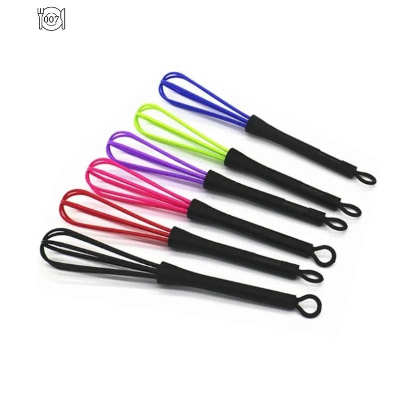 Description Picture 2 of item1 PCS Small Mini Plastic Whisk Mixer Hand Egg Beater Stirrer Baking Blender Tool Double Head Whisk with Small Spoon Kitchen