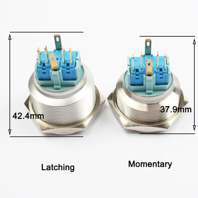 Description Picture 3 of item30mm Stainless steel metal push button switch flat round momentary power ring mark 6 pin car switches reset latching fixation