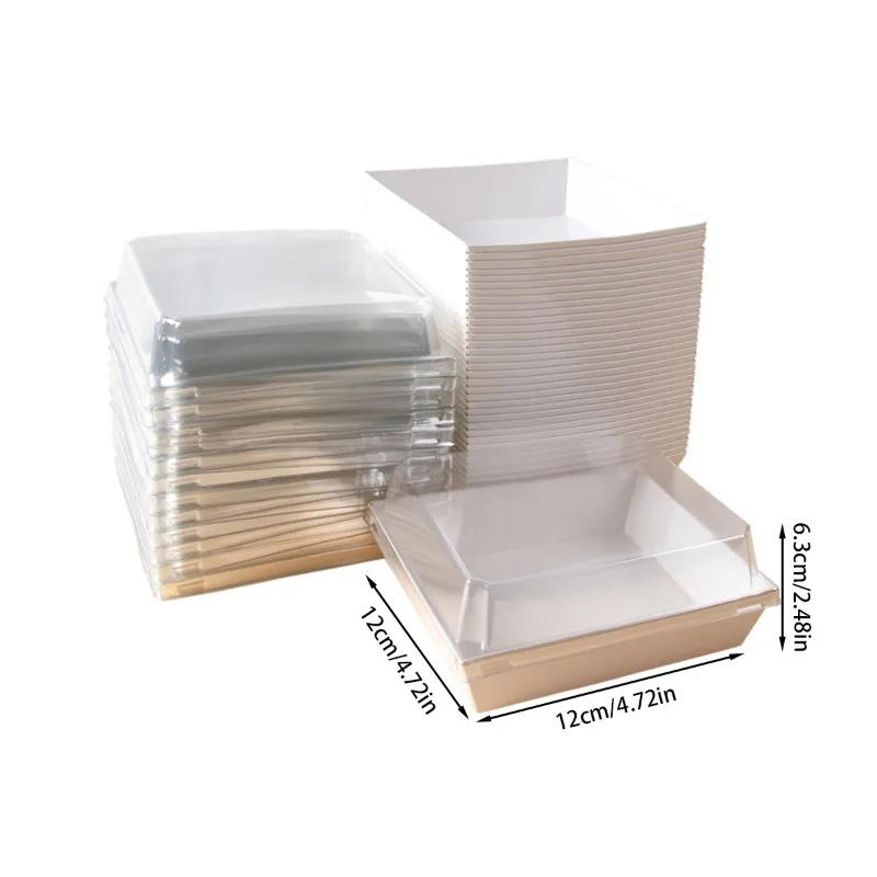 Description Picture 3 of itemNew Disposable Food Kraft Paper Cake Paper Charcuterie Boxes with Clear Lids Wedding Birthday Party Decor Supplies