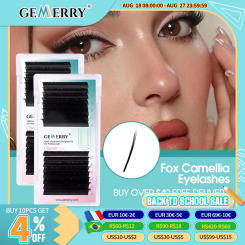 Gemerry Fox Eyelashes Extension LC Curl Camellia Lash Silk Tilted 115° Comic Oblique Flying Style Individual Lashes Makeup Tools