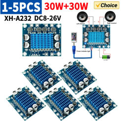 XH-A232 Digital Subwoofer Amplifier Module 30W+30W Class D Powerful Amplifier Module Dual Channel Board DC8-26V Audio Amplifier