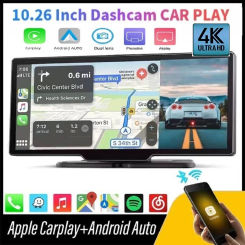 10.26" Dash Cam Rearview Camera Wifi Carplay & Android Auto 4K DVR GPS Navigation Video Recorder Dashboard Dual Len  AUX
