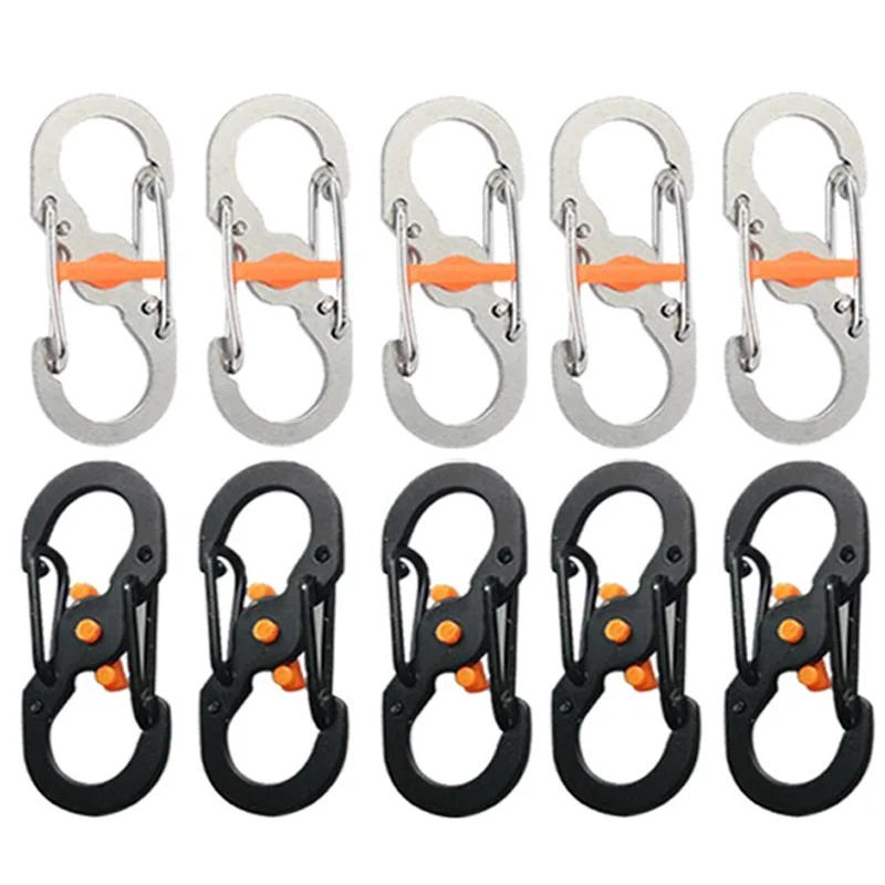 Description Picture 2 of item5Pcs Outdoor Camping S Type Carabiner with Lock Mini Keychain Hook Anti-Theft Outdoor Camping Backpack Buckle Key-Lock Tool