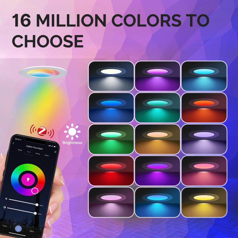 Description Picture 5 of itemMOES ZigBee Downlight Tuya Thin Dimming Spot Lamp 6W RGB Change Warm Cool Light Work with Alexa Google Home Smart Life In Party