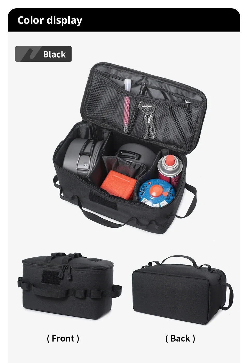 Description Picture 4 of itemOutdoor Large Capacity Camping Gas Tank Storage Bag Ground Nail Tool Bag Gas Canister Picnic Cookware Utensils Kit Bag