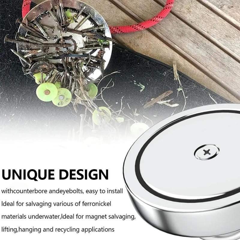 Description Picture 4 of itemSuper Strong Magnets Set Magnet With Countersunk Hole Eyebolt Magnetic Hooks Salvage Fishing Magnet Pot Strong Neodymium Magne