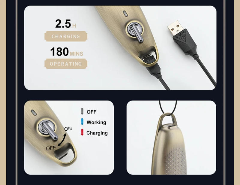 Description Picture 4 of itemVGR Rechargeable Metal Vintage Electric Hair and Beard Trimmer Men's Beauty Body Face Cut Beard Electric Professional Hairdresse