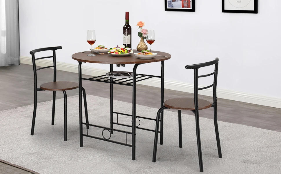 Description Picture 3 of itemComfort Corner Drop Leaf Dining Table Set 3 Pieces f,Small Kitchen Table Set for 2,Round Folding Table with 2 Chairs for Kitchen