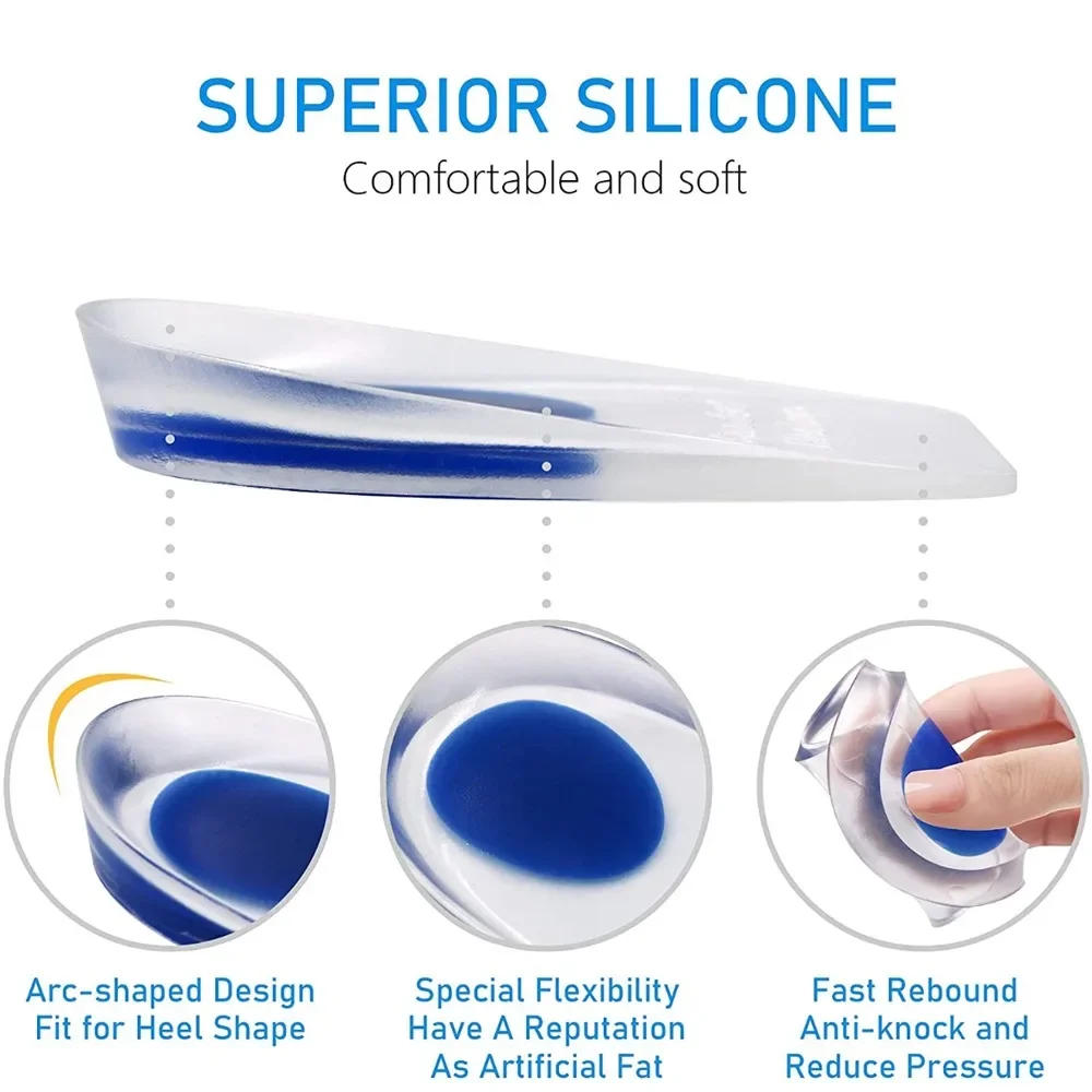 Description Picture 6 of item1pair Soft Silicone Gel Insoles Men Women Transparent Relieve Foot Pain Heel Insoles Foot Massager Care Shoe Pad Foot Care Tool