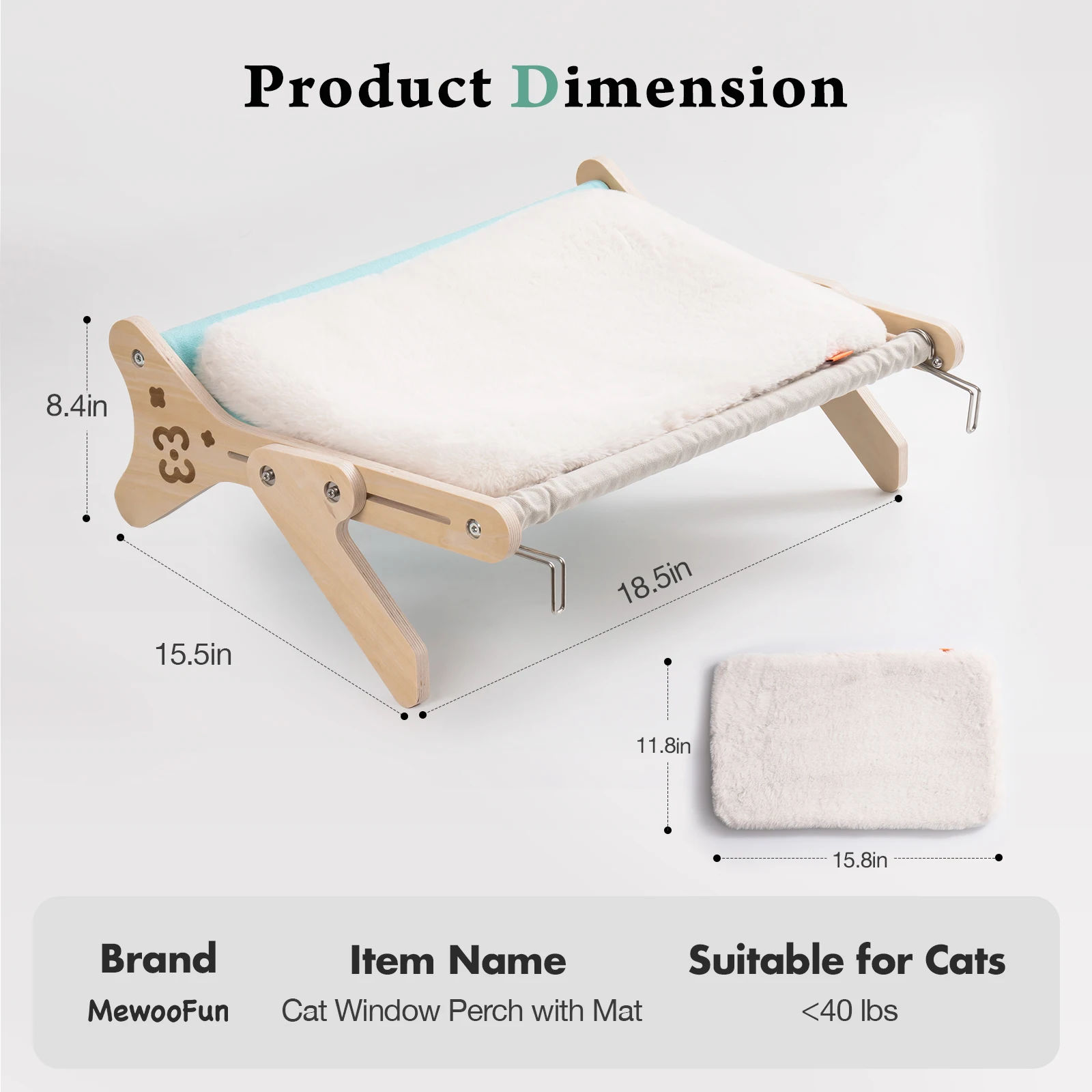 Mewoofun Cat Window Perch Cat Bed Hammock