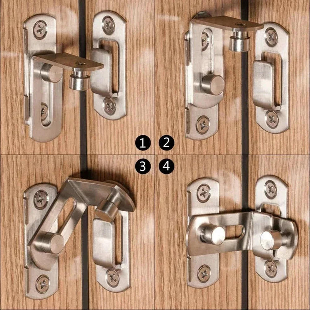 Description Picture 4 of itemDoor Latch Doors Locks 3 Inch 90 Degree Right Angle Door Latch Buckle Hasp Sliding Lock Barrel Bolt Hardware Safety Door Bolt