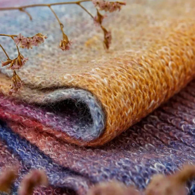 Description Picture 6 of item250M Rainbow Gradient Color Cake Yarn Organic Cotton Blend Yarn DIY Spring/Summer Crochet Skirt Lace Line Hand-Woven Soft Yarn