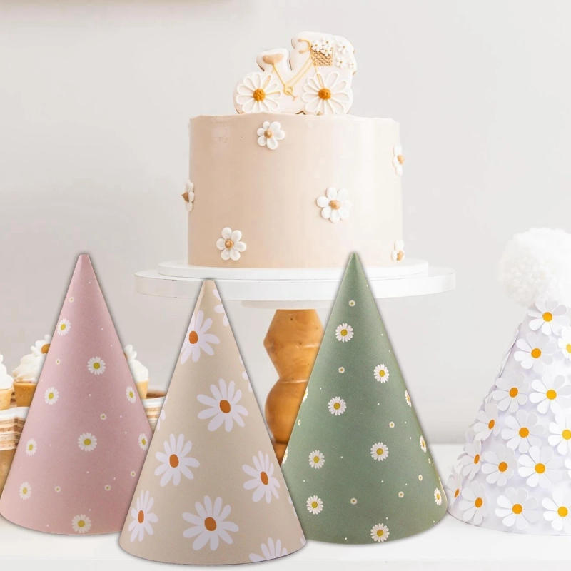 Description Picture 4 of item6pcs Pink Daisy Flower Paper Hats Multi Party Hat For Baby Shower Kids Daisy Birthday Wedding Party Decorations DIY Gifts Supply