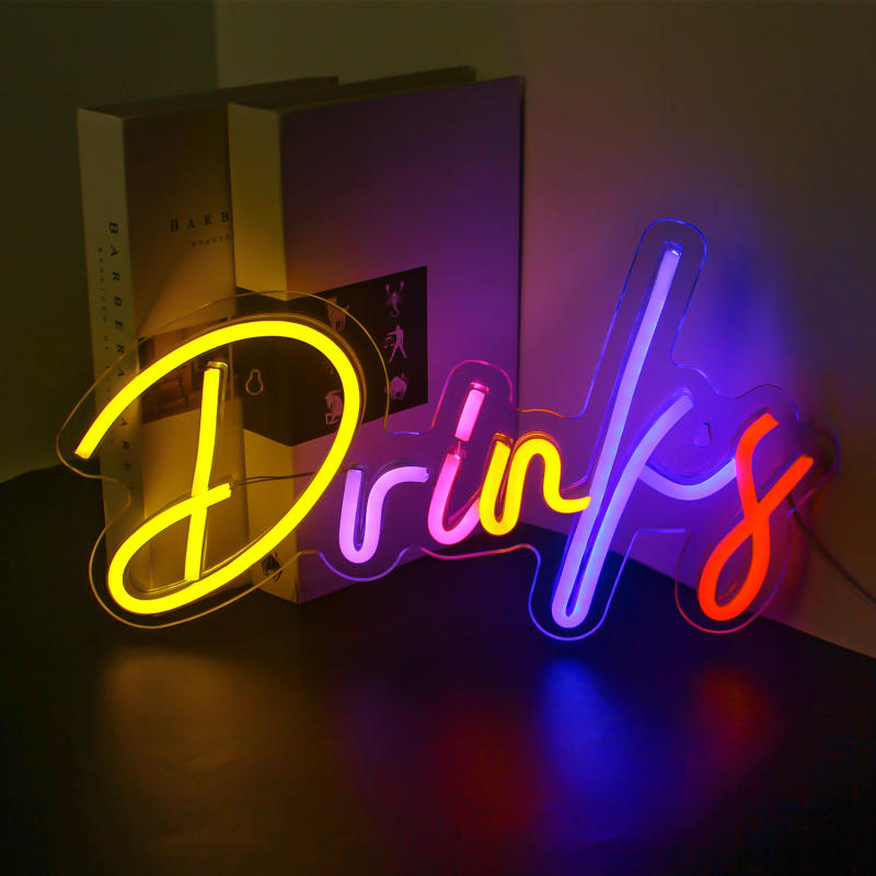 Description Picture 5 of itemDrinks&Snacks Neon Led Sign Colorful Letter Lights Room Decoration For Home Bars Cafe Bedroom Party Food Shop Logo Art Wall Lamp