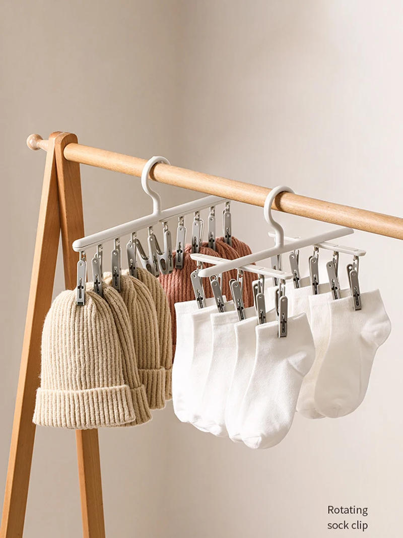 Description Picture 2 of itemSocks Drying Rack with 10 Clips, Multi-Function Dormitory Student Home Balcony Drying Clips, Underwear Drying Clips