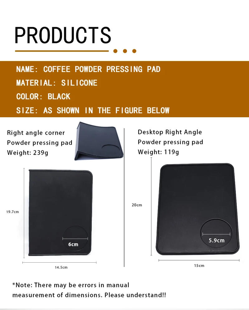 Description Picture 5 of itemAnti-skid Coffee Tamper Mat Food Grade Silicone Pad Espresso Coffee Tamping Corner Black Thicken Mat
