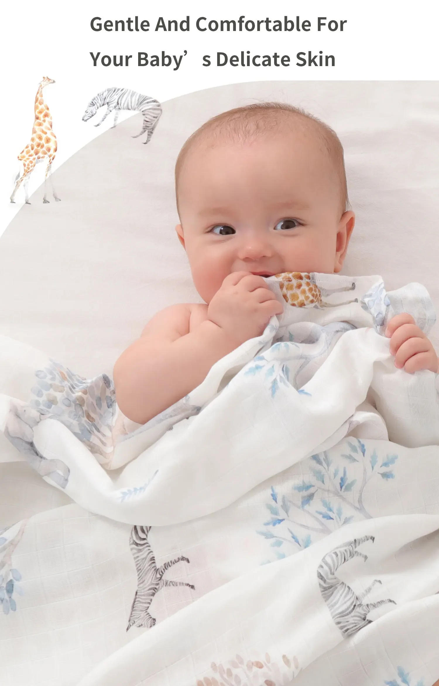 Description Picture 4 of item120*120 Cm Soft Muslin 100% Cotton Baby Blanket Cute Cartoon Newborn Blankets Bath Gauze Infant Wrap Sleepsack Stroller Cover