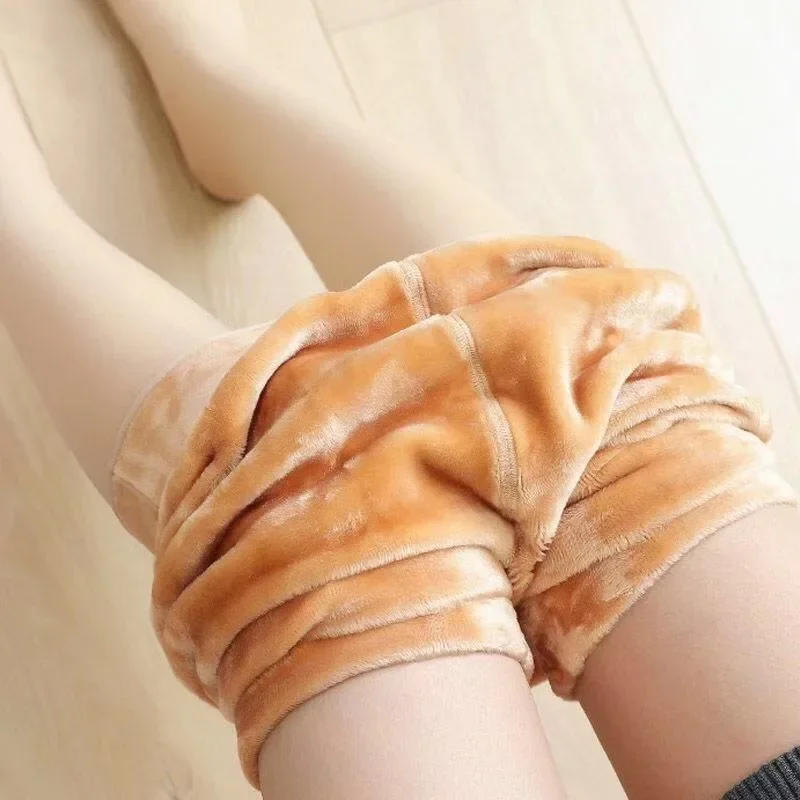 Description Picture 4 of itemWomen Warm Winter Leggings Pantyhose High Waist Solid Color Velvet Thickened Velvet Legging Stretchy Black Skin Stockings