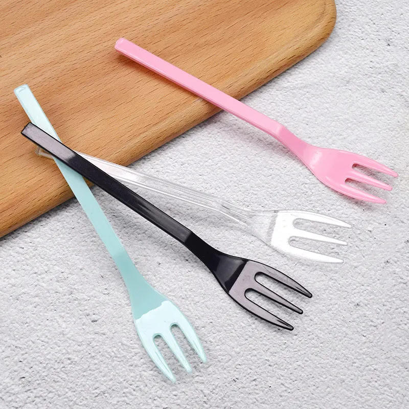 Description Picture 3 of item50Pcs/Set Disposable Long Handle Plastic Small Forks Independent Packaging Tableware Supplies Fruit Dessert Forks Party Flatware