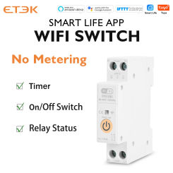 ETEK TUYA WIFI Smart Circuit Breaker Power Metering 1P 63A DIN Rail for Smart Home wireless Remote Control Adjustable Switch EKV