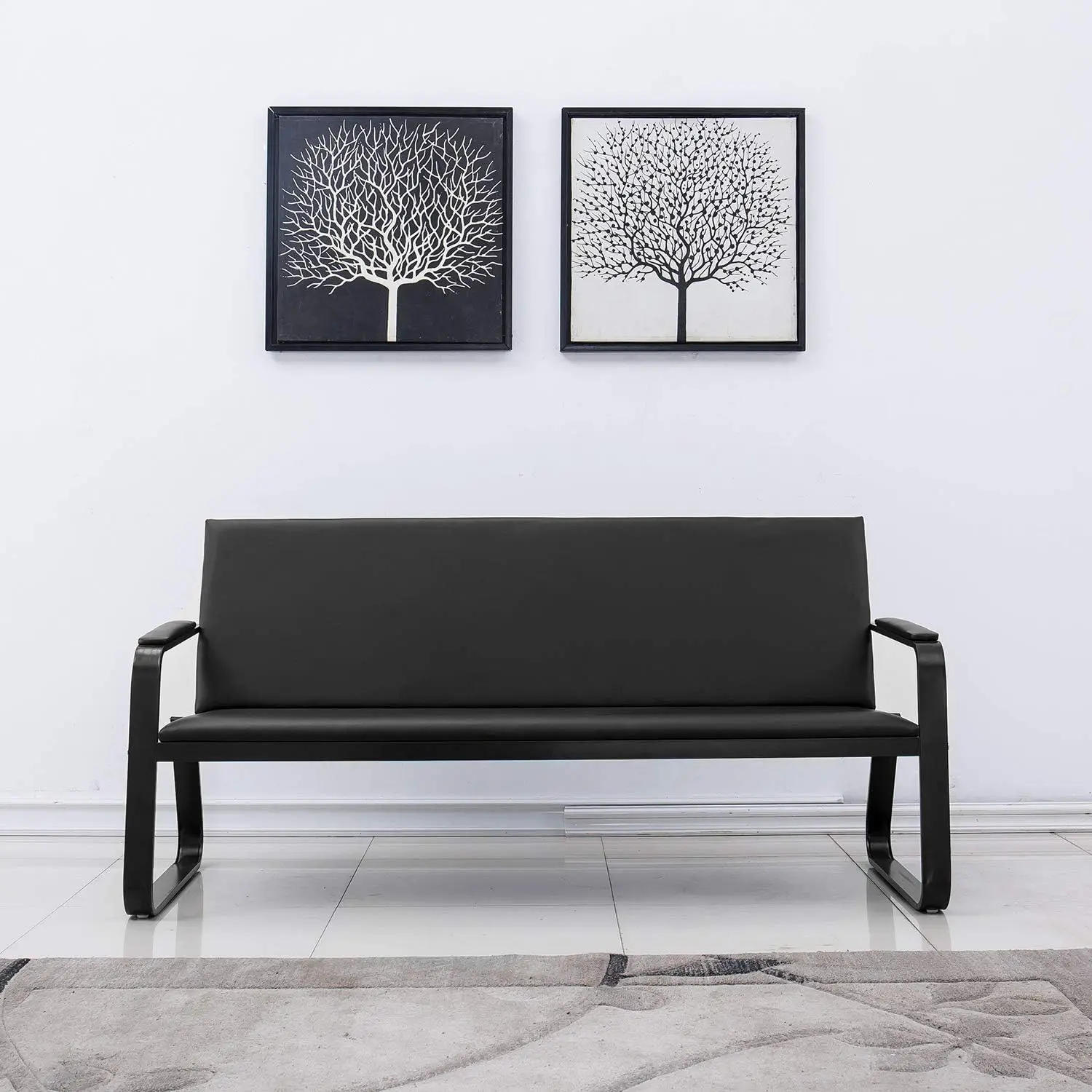 Description Picture 2 of itemWaiting Room Chair with Armrest PU Leather Office Furniture Bench, Office Guest Seating Lobby Conference Reception Chairs