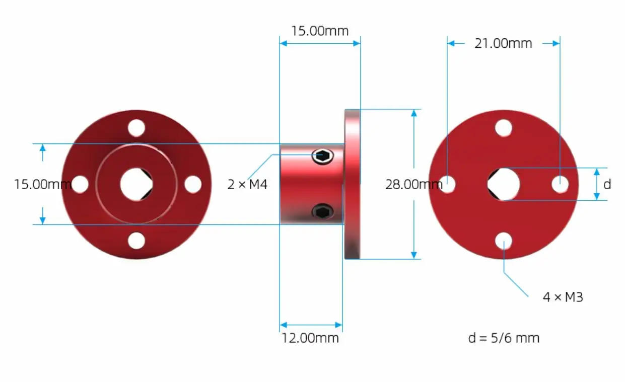Description Picture 4 of item1 sets Aluminum Alloy Flange Coupling Coupler 3mm 4mm 5mm 6mm 8mm Purple Seat Axle Shaft Support 1set 3D printer Accessories