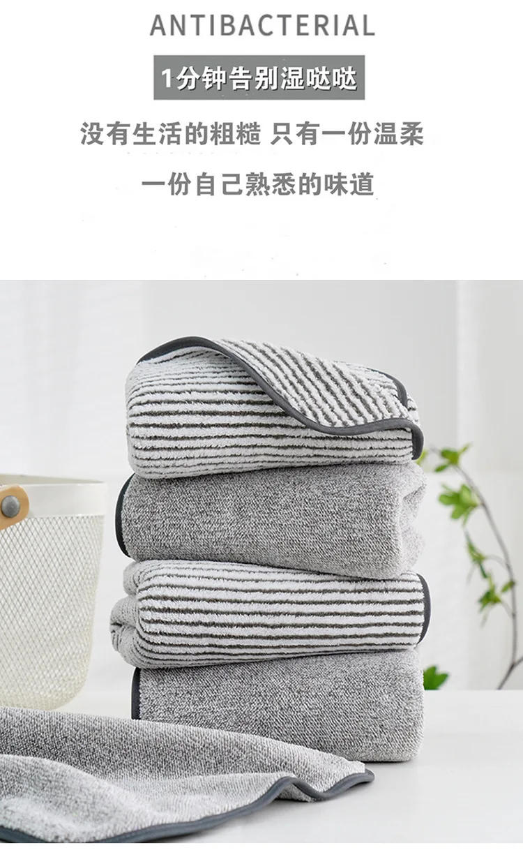 Description Picture 2 of itemFace Towel Minimalism Antibacterial Bamboo Charcoal Fiber Thickened Coral Fleece Absorbent Hair Towel