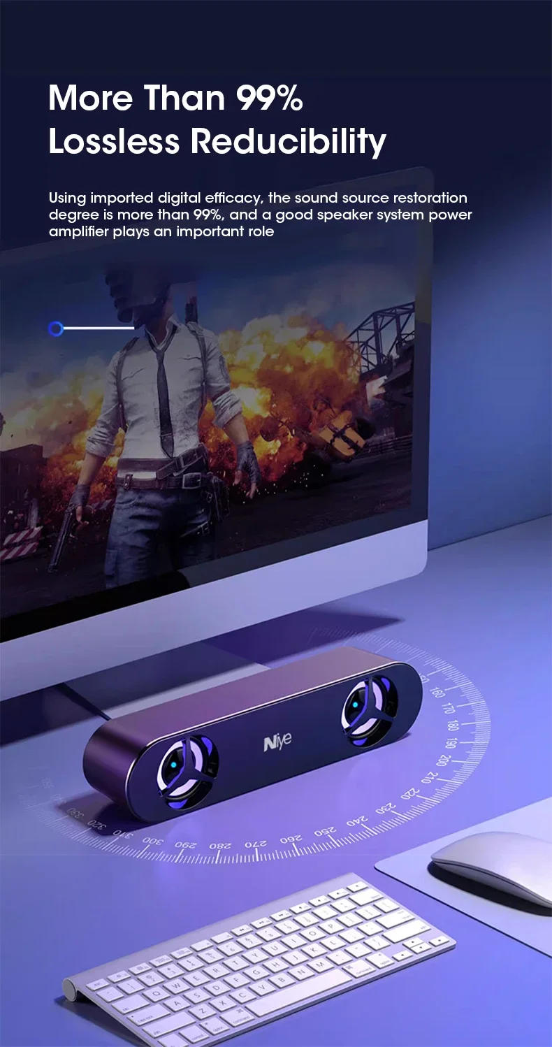 Description Picture 5 of itemNiye Wired 4D Surround Soundbar With RGB Light Speakers Computer Stereo Bass Subwoofer Speaker for Laptop PC Home Theater