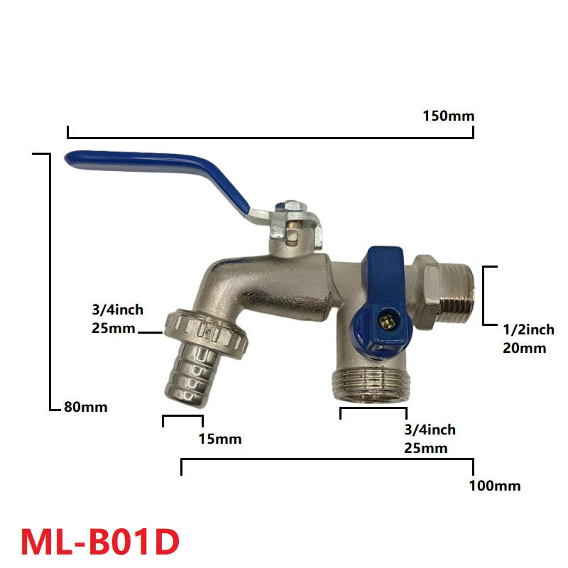 Description Picture 5 of item1/2 zinc alloy faucet irrigation hose connector, one in two gardening faucet