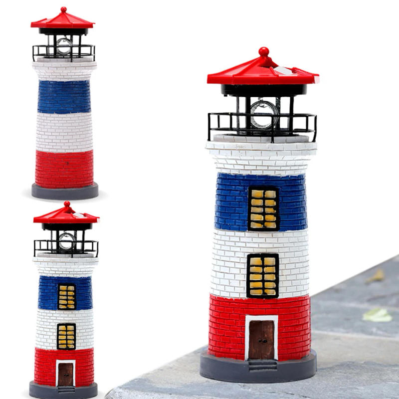 Description Picture 6 of itemSolar Powered Resin Lighthouse Statue Lamp Decorative Lighthouse Light Lighthouse Lantern Ornament for Garden Beach Decor