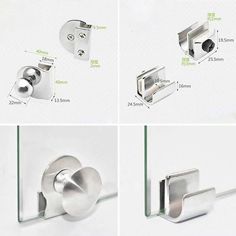 Description Picture 4 of itemNo Drilling Steel Glass Door Handle/clamp/clips For Office Glass Door  Showcase Cabinet Drawer Pull Knob Furniture Hardware