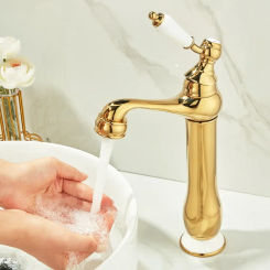 Antique Gold Torneiras Bathroom Sink Single Handle Hole Faucet Basin Taps Hot Cold Mixer Tap Crane