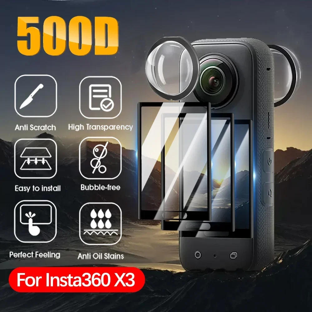 Description Picture 2 of itemFor Insta 360 X3 Sticky Lens Guard Cover LCD Screen Protector 9H Hard Tempered Glass for Insta360 X3 Action Camera Accessories