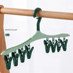 1PC Multifunctional Windproof Drying Rack with 8 Clips for Clothes Underwear Socks Candy-Colored Plastic Clothes Hanger