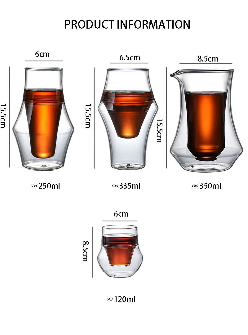 Description Picture 2 of itemNew Creative Double-layer Glass Cup Espresso Coffee Cup Anti-scalding Milk Party Brandy Wine Teacup Mug 120/250/335ml