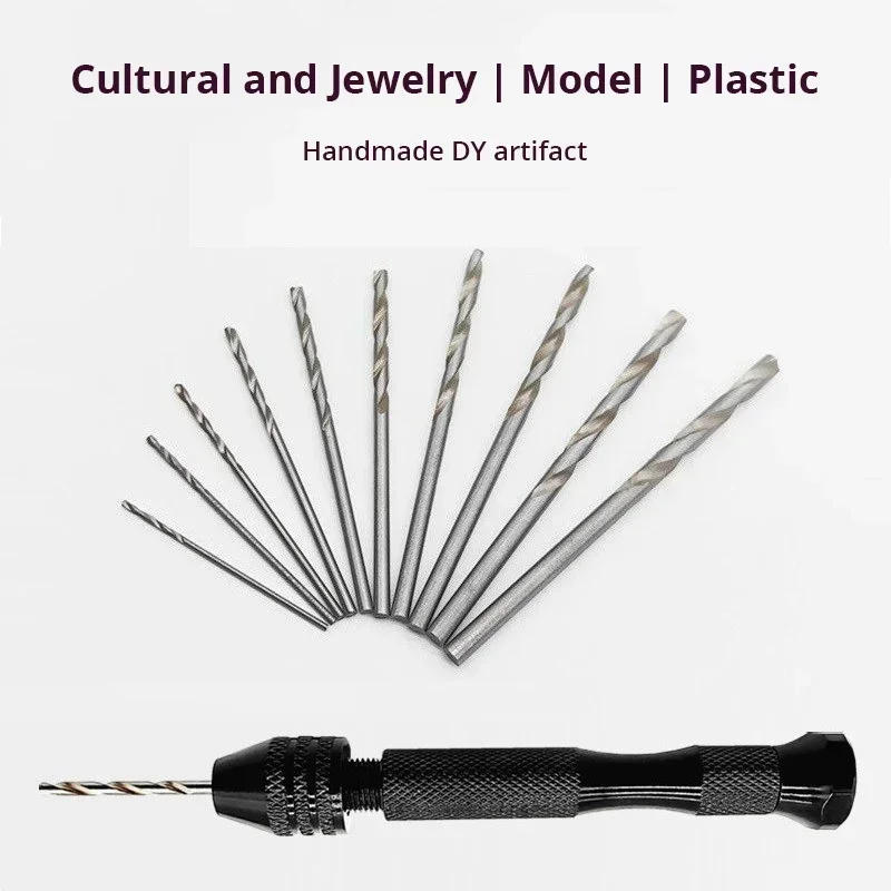 Description Picture 2 of itemMini Tool Set with Black Hand Twist Drill 10Pcs Fried Dough Twists Drill for Woodworking Drilling Rotary Wood Holes Tools